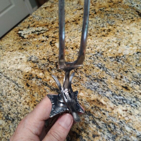 Vintage Unknown Silver Steak Carving Fork Flatware Hollow Handle - Picture 6 of 6